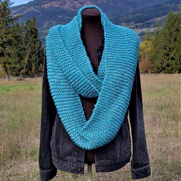 Mermaid Scale, Handmade Knit Infinity Scarf - Picture 2 of 2